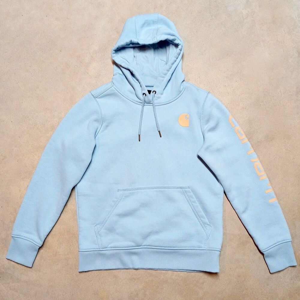 Carhartt Hoodie Womens Small (4-6) Light Blue Pullover Sweatshirt 102791 HA9